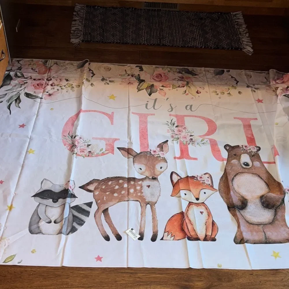 Floral Woodland “It’s a Girl” - Fabric backdrop brand new